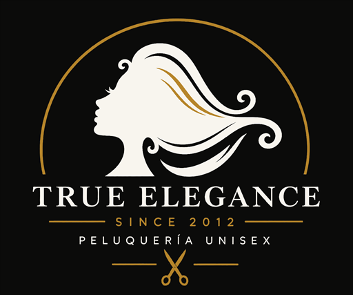 Logo de True Elegance en versión invertida sobre fondo negro